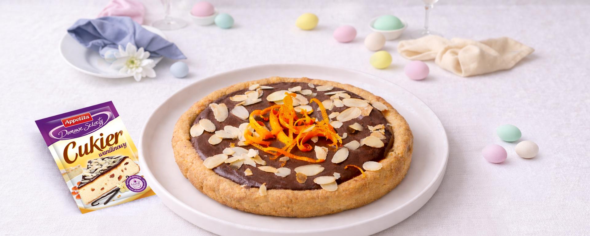 Mazurek czekoladowy z pomarańczą i migdałami