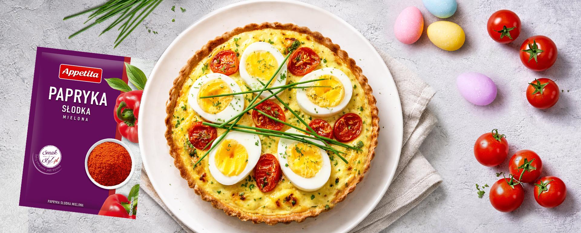 Tarta z jajkami i pomidorkami