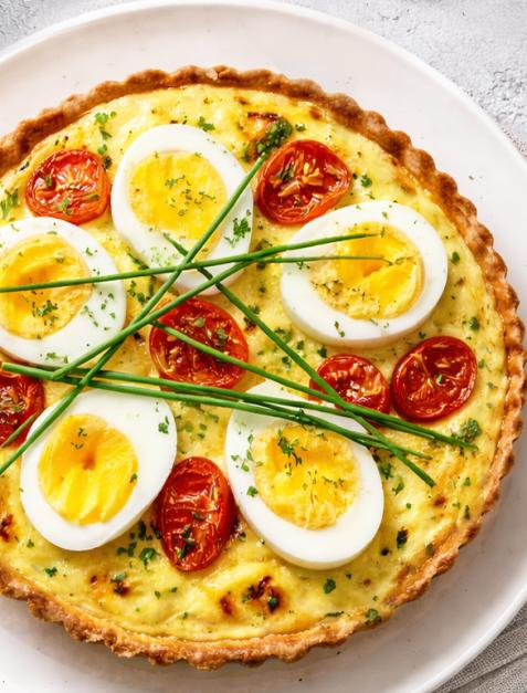 Tarta z jajkami i pomidorkami